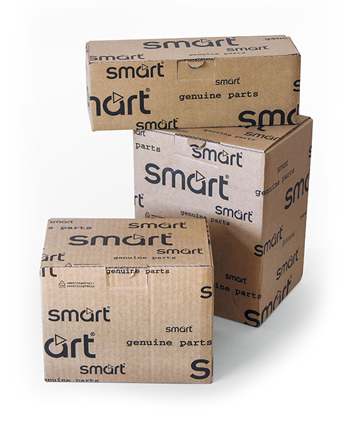 Emballage carton caisse américaine pour Smart automobiles