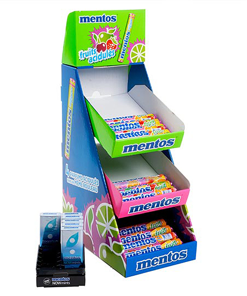 Présentoir de comptoir PLV carton pour Mentos