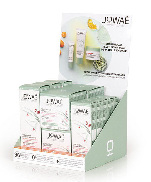 Présentoir de comptoir carton compact pour Jowae