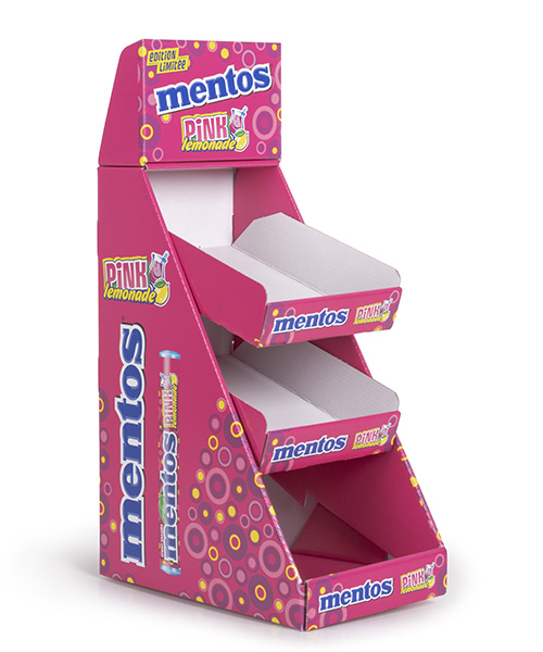 PLV présentoir de comptoir pour Mentos Pink Lemonade