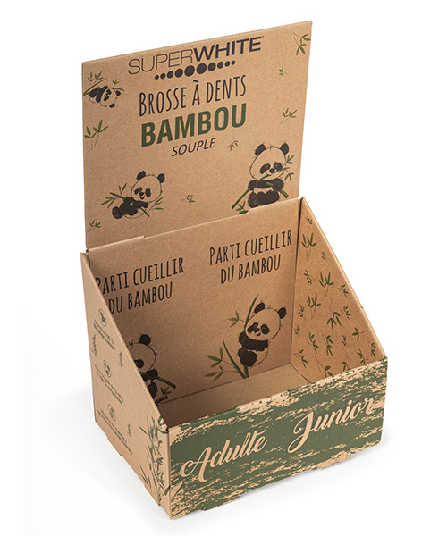 Présentoir de comptoir carton compact pour Bamboo Brosse à dent